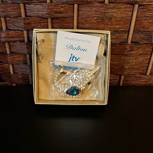 Gold tone Rhinestone dolphin brooch pin sweater pin